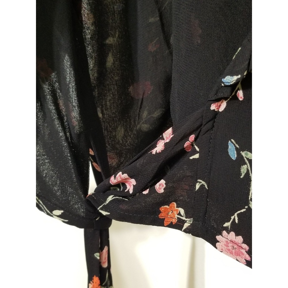NWT GANNI Floral Print Georgette Wrap Blouse - Black & Pink 🌸 EU 38 (US 6) $160 - Picture 12 of 16